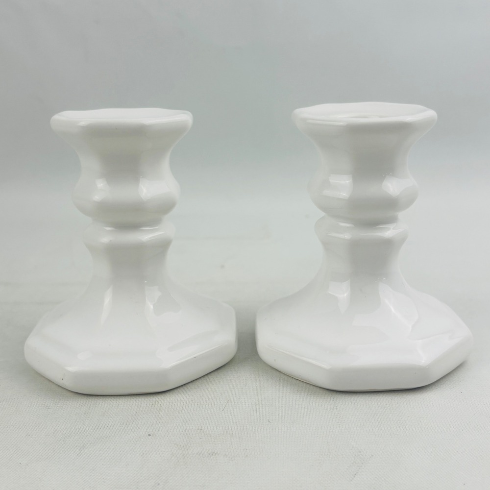 Pfaltzgraff‎ Heritage White Candlestick Set of 2 Pair Candle Taper Holder
